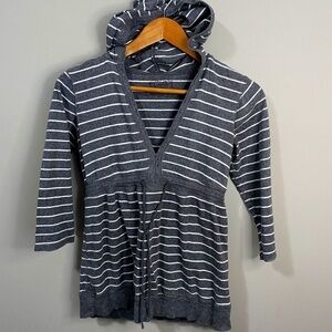 Motherhood Maternity Long Sleeve Gray Striped Hoodie Size Small